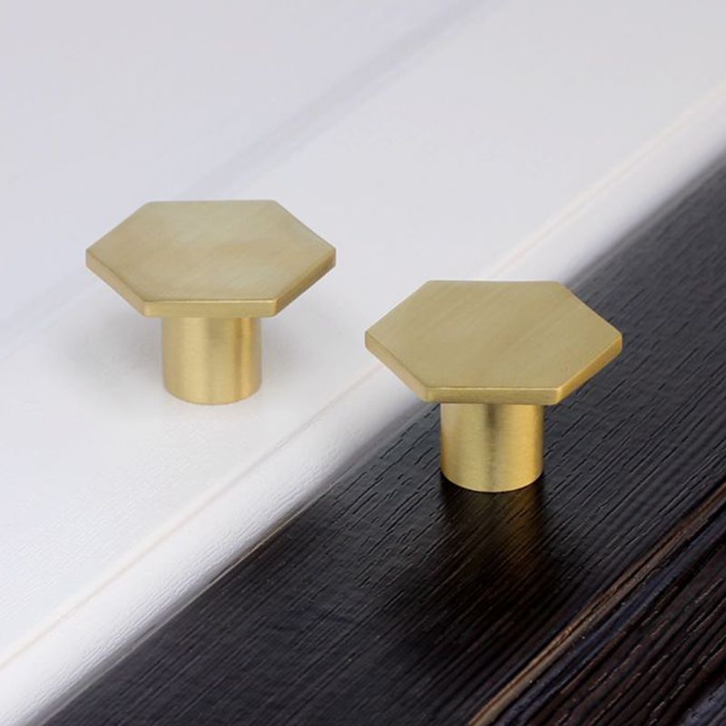 Guld messing sekskant drejeknapper skab dørhåndtag skuffe trækker møbler hardware