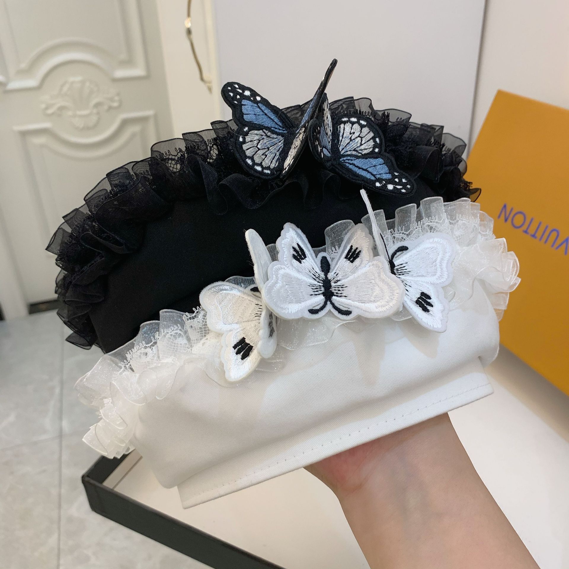 Lace Berets For Women Butterfly Female Berets Spring Summer Girls Cute Black Berets
