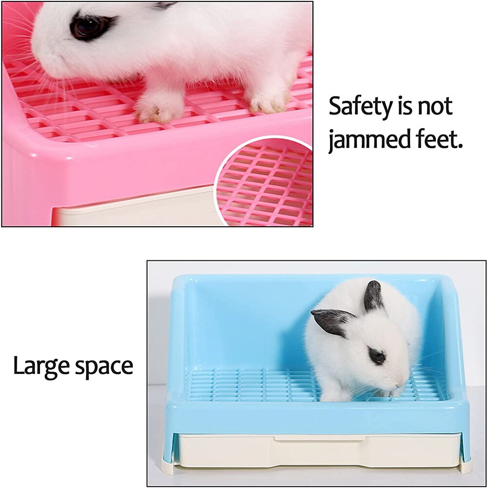 Extra Large Rabbit Litter Box with Drawer Small Animal Litter Pet Toilet Potty Trainer Corner Bunny Bedding Box Plastic Pet Pan