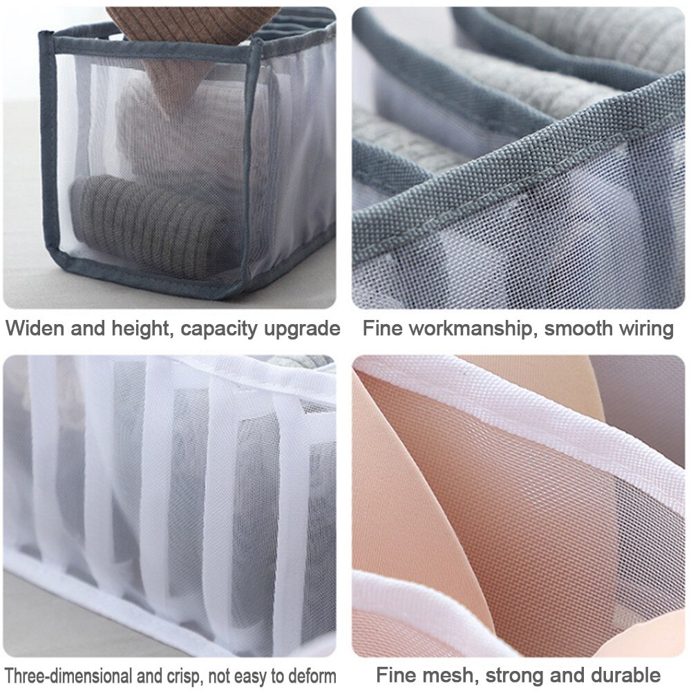 Underwear Storage Box Folding Dormitory Bedroom Wardrobe Finisher Nylon Tie Socks Drawer Organizer Separator Household Supply