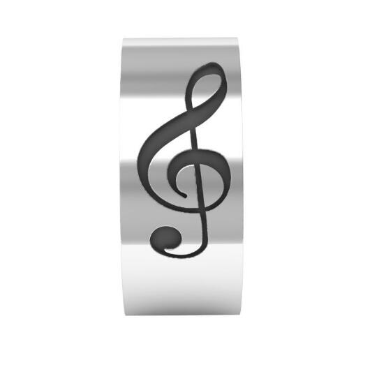 8mm 8mm Mode Muziek Muzieknoot Vinger Ringen Voor Vrouwen Mannen 316L Rvs Punk Biker Sieraden Engagement huwelijkscadeau