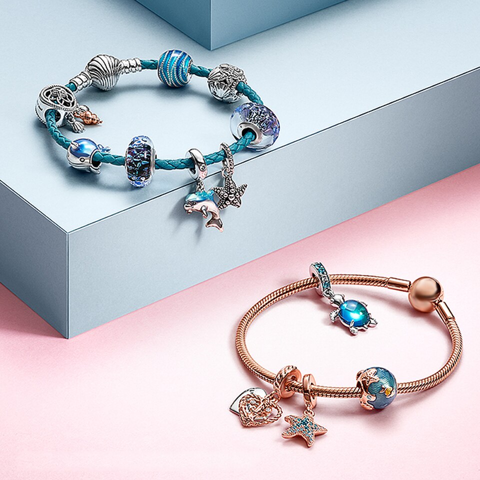 Real 925 Sterling Zilver Blauw Armband Charm Sieraden Kraal Charms Geschikt Voor Vrouwen Zomer Oceaan