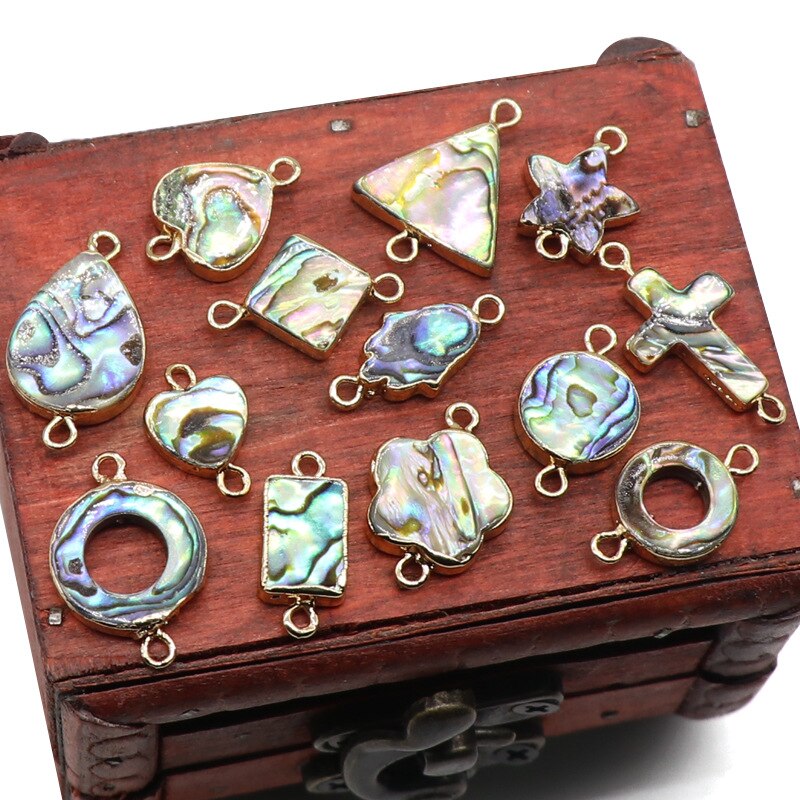 Rock Jewelry Accessories DIY Beaded Connectors Pendants Heart Star Cross Charm Natural Abalone Shell Mother of Pearl Pendants