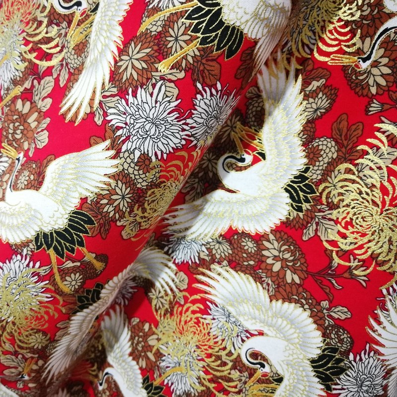 Pañuelo de estilo japonés Furoshiki, Material de tela de algodón, patrón de grúa, un lado impreso, Bento, para envolver, muchos usos, 2 piezas