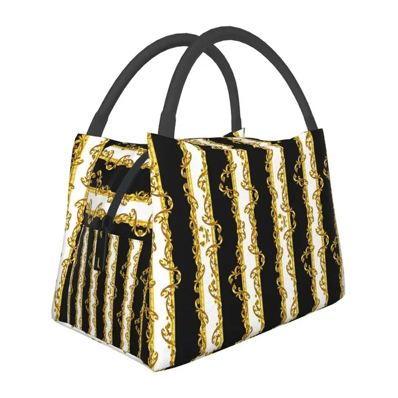 Queen Of Absolutely Everything Gold Baroque Insulated Lunch Bags for School Office Leakproof Cooler Thermal Bento Box Women: GRAY