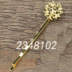 10 stks 6 Kleur Vintage Bloem Haar Sieraden Charm Vrouwen Haarspeld Woord Map Hairclips Haarspeldjes Retro Haar Dragen Accessoires DIY: Gold