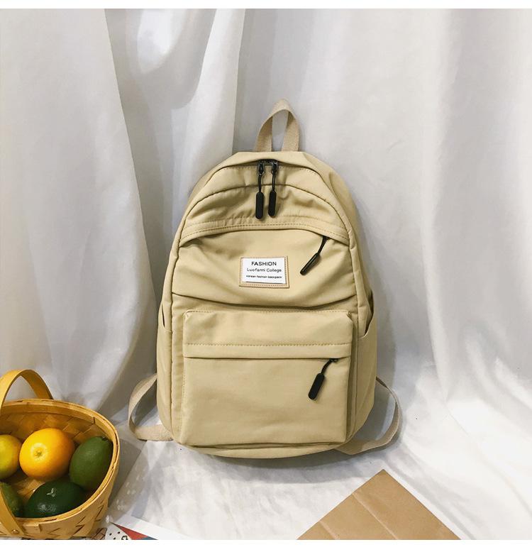 Neue Casual Einfarbig Nylon Frauen Rucksack Student Schule Tasche Teenager Mädchen Schulter Taschen Mochilas Rucksäcke Rucksack: Khaki