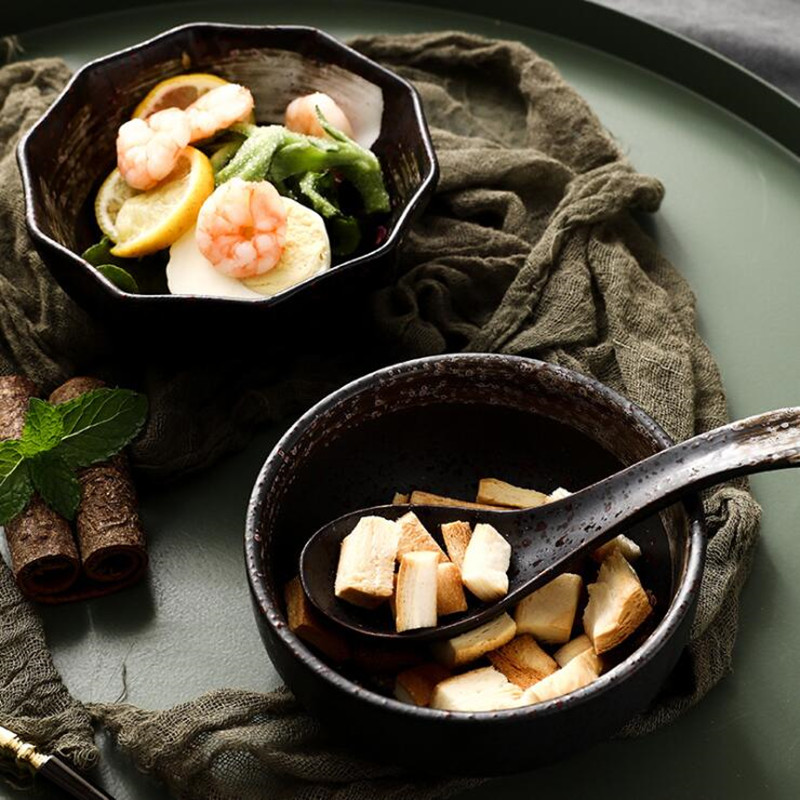 Japanese Retro ceramic dish Dinner Plate Ceramic Kitchen Plate Tableware Set Food Dishes Rice Salad Noodles Bowl Soup