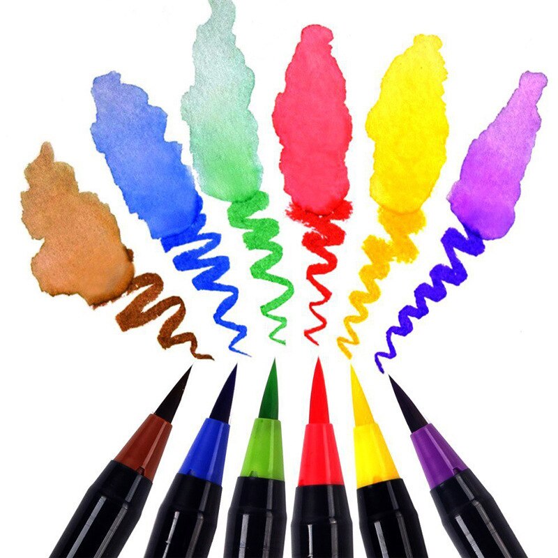 Aquarel Brush Marker Pen 20/24 Kleuren Wasbare Zachte Hoofd/Tip Glad Inkt Borstel Voor Chinese Inkt Schilderij Hand Geschilderd graffiti