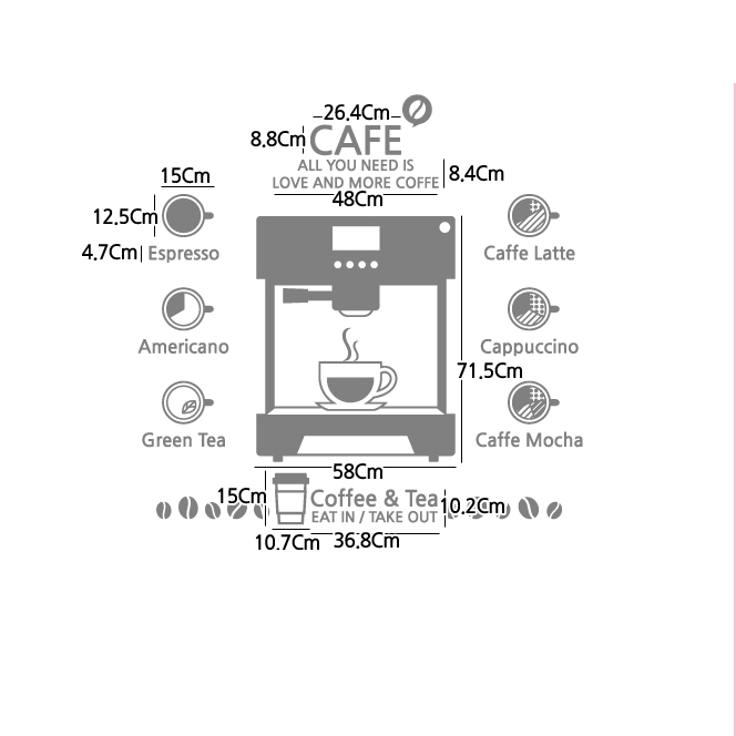 Coffee Shop Sticker Glass Decal Cafe Poster Vinyl Art Wall Decor Mural Break Milk Tea: D