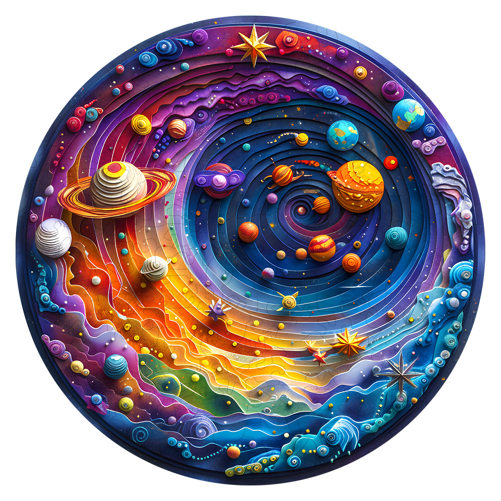 A Space Themed Wooden Puzzle Suitable For Adults - Challenging Irregular Shaped Intellectual Puzzle,
