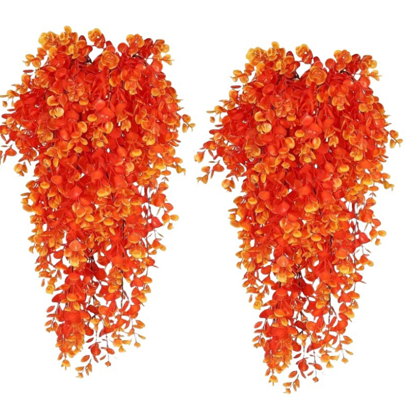 2 stk. efterårshængende slyngplanter kunstige plastikplanter gårdhave hoveddør simuleret kunstig rotting vægdekoration til hjemmet: Gul