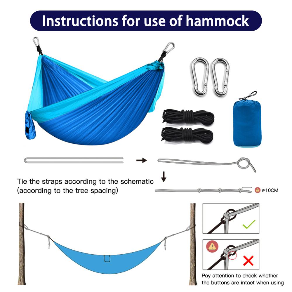 Hamaca para acampar al aire libre, hamaca para acampar, jardín al aire libre, familia, portátil, doble, hamaca SILLA DE columpio, 260x140cm