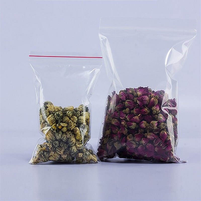 Sac de rangement en plastique à fermeture automatique, 100 pièces, sac de stockage des aliments, sac Transparent refermable, sac à chaussures, sac de rangement sous vide, sacs transparents