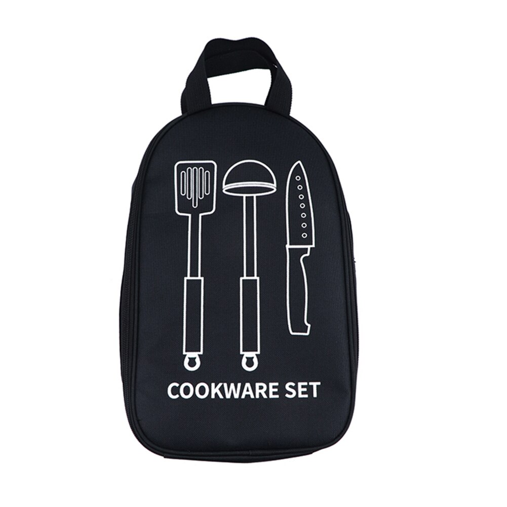 Camping en plein air ustensiles de cuisine conteneur de stockage sacs Portable vaisselle cuisine cuisine ustensile organisateur voyage BBQ sac de rangement: Black