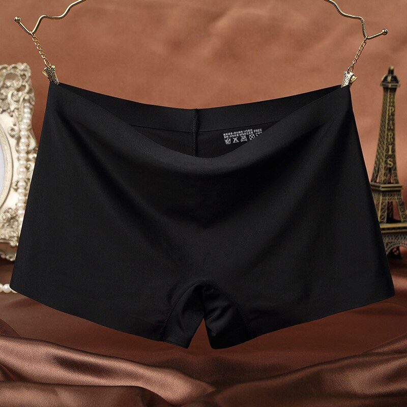 KJ22 Ladies Safety Lingerie Underwear Mid Waist Seamless Women's Panties Female Boyshort Pants: Black