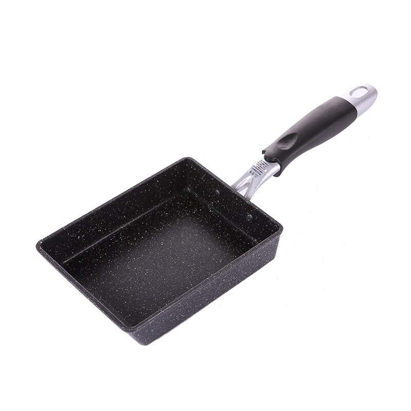 Japanilainen alumiiniseos tamagoyaki-munakas-pannu tarttumaton paistinpannu paistinpannu muna-pannu pannukakkukattila 13 x 18cm: Musta