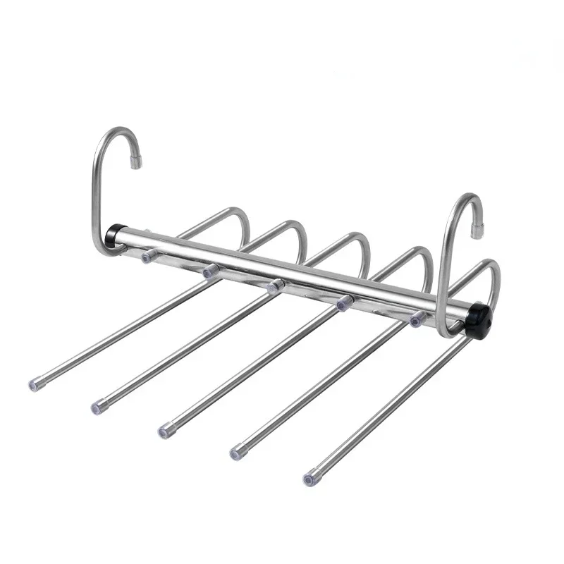 Perchas mágicas plegables para pantalones, 5/9 capas de acero inoxidable, estante para ropa que ahorra espacio, organizador para armario, pantalones vaqueros, bufanda: Gris claro