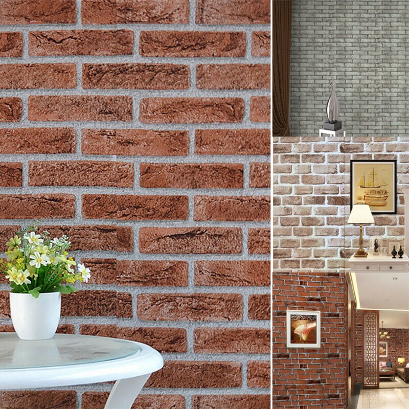 3D Brick Effect Wall Stickers Paper Brick Wallpaper Rustic Effect Self-adhesive Home Decor Sticker Tile Stickers for Wall