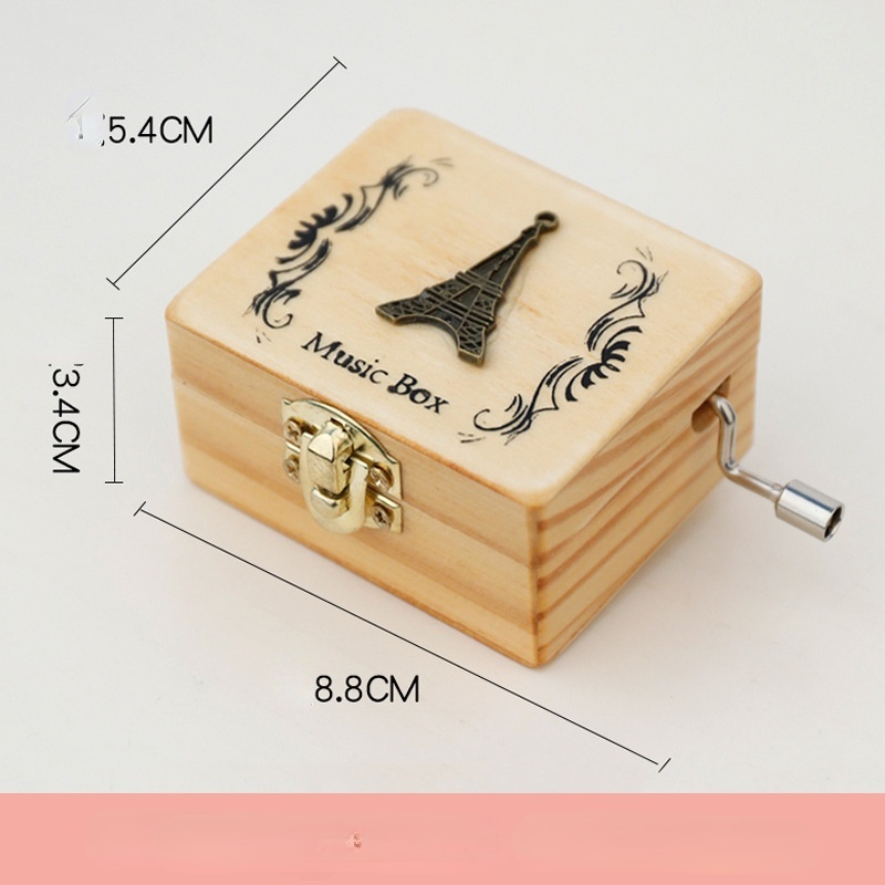 Boîte à musique avec sculpture sur bois et impression couleur, de noël pour femme, fille et fils, ville du ciel et autres musiques: 4(without mirror)