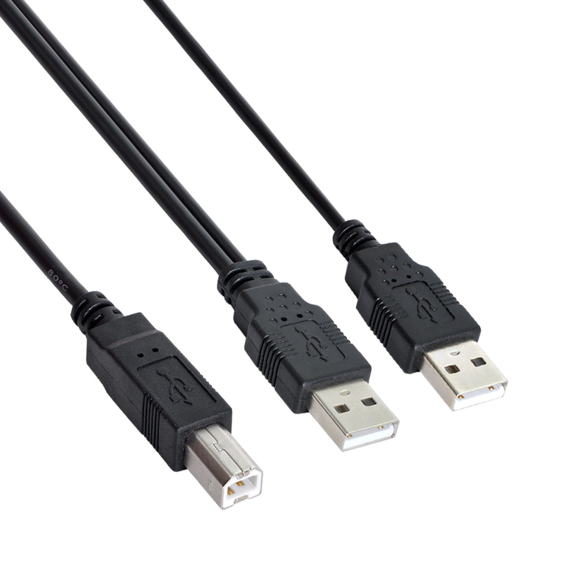 Zihan-Cable Dual USB 2,0 macho a macho B estándar, Cable Y de 80cm para impresora, escáner Y unidad de disco duro externo
