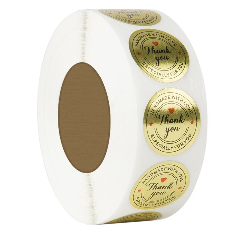 50 Labels Per wad round gold foil thank you for purchasing sticker wad pack sticker package Stationery Sticker 1inch: QY511-50pcs