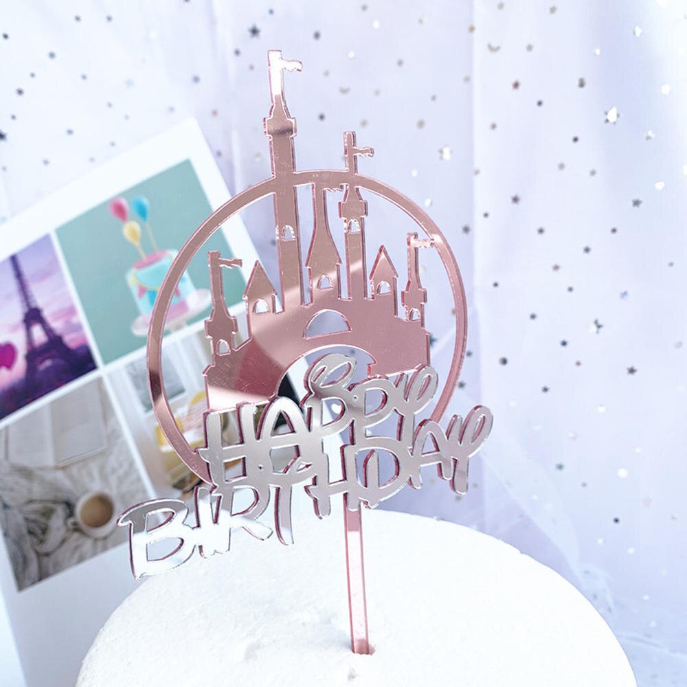 Fargerike rose blomster gratulerer med dagen akryl kake topper måke bursdag kake toppers dekor til bryllup bursdagsfest kake dekora: 12