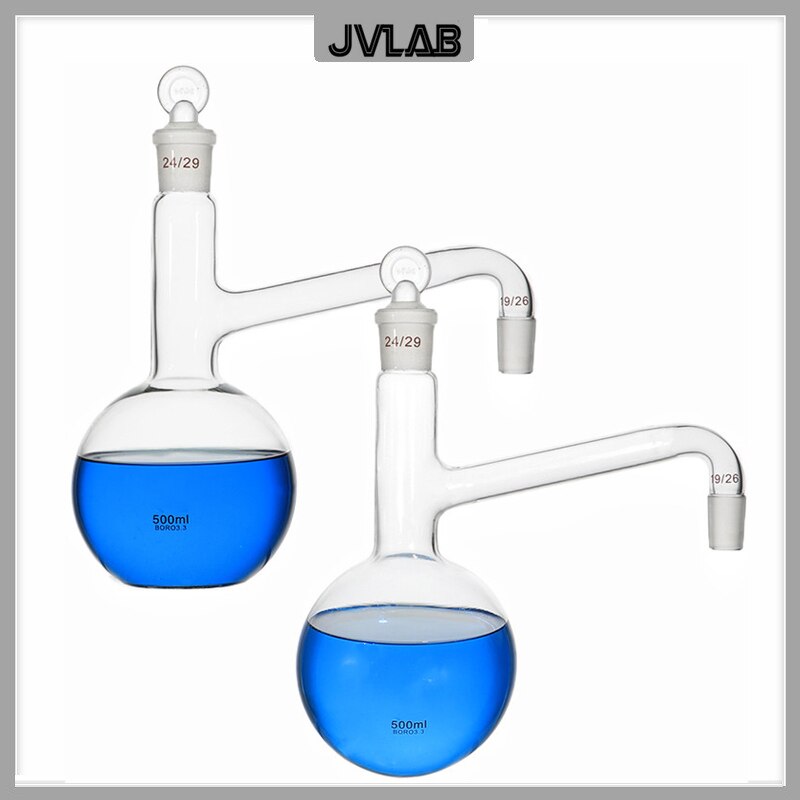 Matraz de destilación de 500 mL, frasco de vidrio, uso para hacer agua destilada, extracción de aceite esencial, cristalería de Laboratorio 1/PK