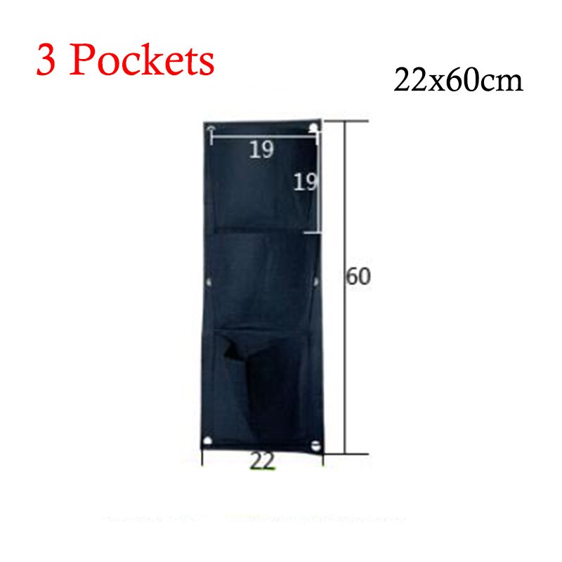 Bolsas de cultivo de jardín Vertical, macetas colgantes de pared para plantas, color verde y negro, suministros de jardinería, T1, 2/4/9 bolsillos: 3pockets 60x 22