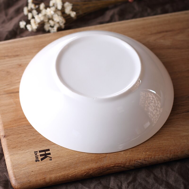 Ceramic Soup Plate Deep Plate Pure White Bone China Shallow Bowl Chinese Household Soup Bowl Vegetable Bowl Tableware
