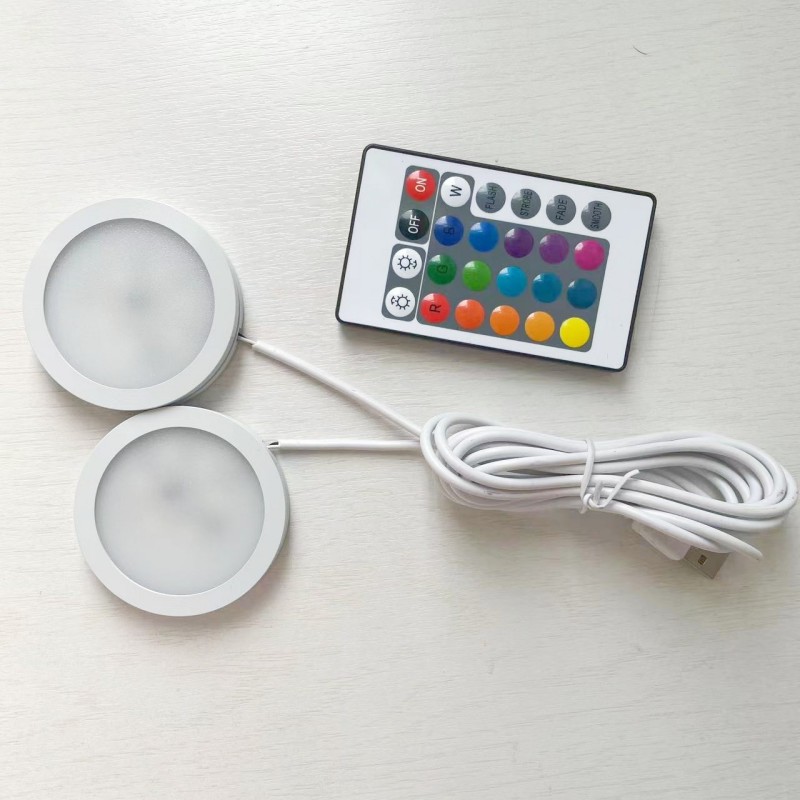 Projecteur Led USB 3W DC 5V RGB, avec télécommande, pour armoire à bijoux, vitrine, comptoir, plafond, Mini Spot, prise USB 2 en un: Kaki / 10W