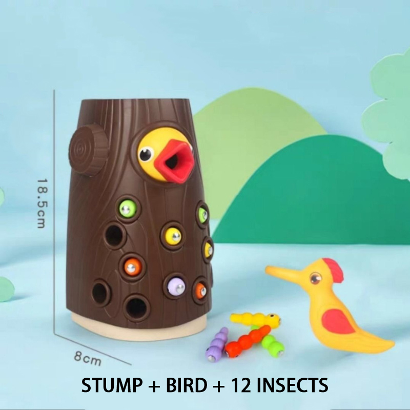 Specht Insekten Fang Spiel Intelligenz Entwicklung FrüHenne Bildung Puzzle Junge und Mädchen freundlicher Magnetischen Angeln Spielzeug: groß Braun