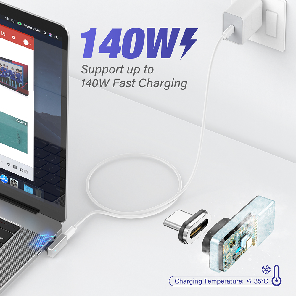 USB C Magnetic Adapter 24pins USBC 4.0 Gen 2 40Gbps Type-C Connector 140w Fast charge Data transfer 4k @60hz Video output Type C