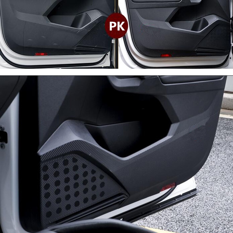 Pour Volkswagen VW Tiguan L fibre de carbone Style voiture porte anti-coup de pied protection Film voiture autocollants 4 pièces