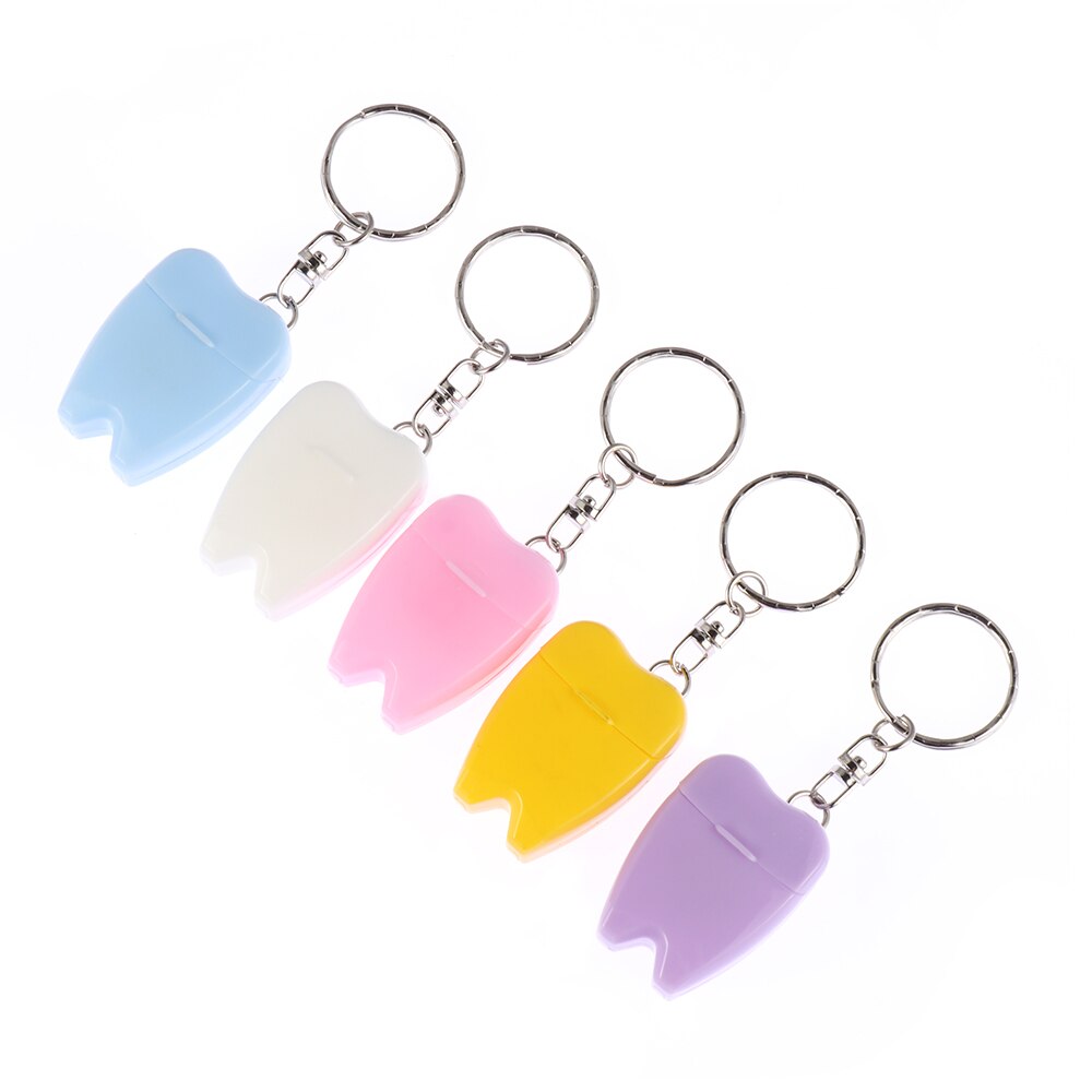 1PC Portable 15m Nylon Wire Dental Floss Plastic Keychain Shaped Toothpick Oral Hygience Teeth Clean Tooth Care Accessory