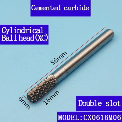 Carbide abrasive rotary file C(CX) type 6mm shank diameter tungsten steel metal milling cutter hand tool parts milling aluminum: CX0616M06