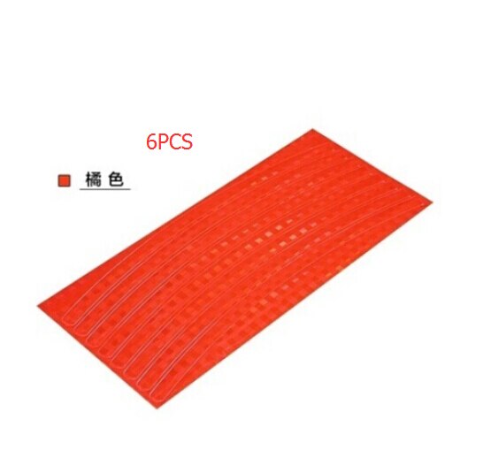 6 uds. De calcomanías reflectantes fluorescentes para llanta de bicicleta, Pegatinas reflectantes para ciclismo, cinta de seguridad: Naranja