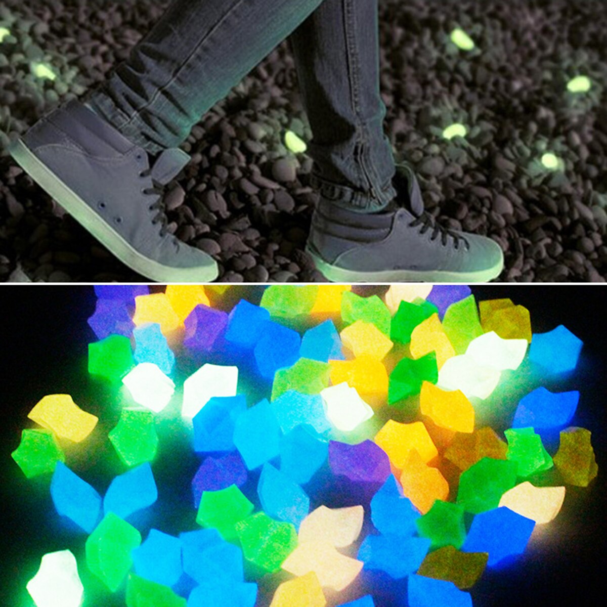 300Pcs Glow In The Dark Stenen Lichtgevende Stenen Voor Tuin Achtertuin Aquarium Aquarium Loopbrug Decor