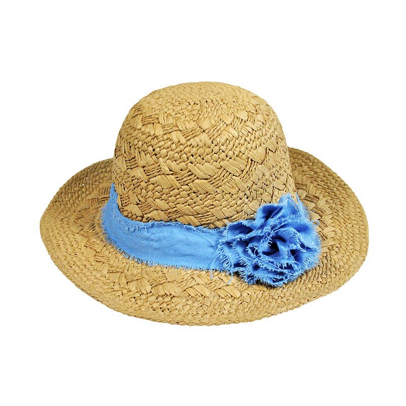 Dames Strooien Hoed Brede Rand Doek Wrap Zon Strand Schild Cap voor Zomer NGD88: Khaki