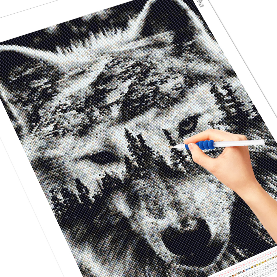 Evershine Diamond Embroidery Wolf Black White Diamond Painting Animal Mosaic Rhinestone Picture Handicrafts Decor For Home