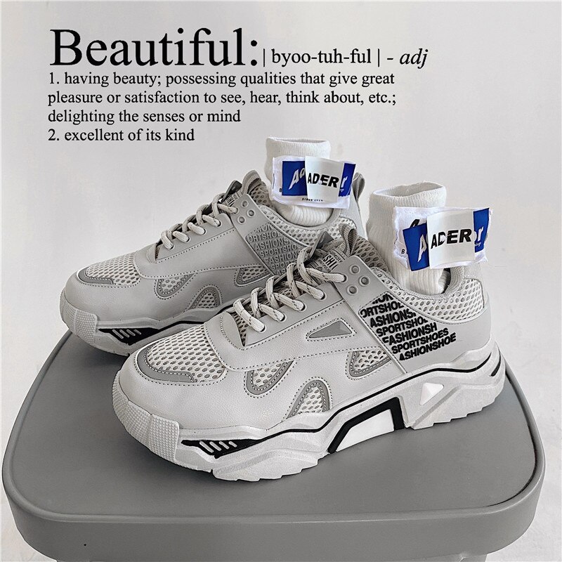 Men Casual Shoes Lack Up Breathable Male Sneakers Footwear Trainer Sneakers Shoes Man Zapatillas Hombre R13-74: Gray / 6.5