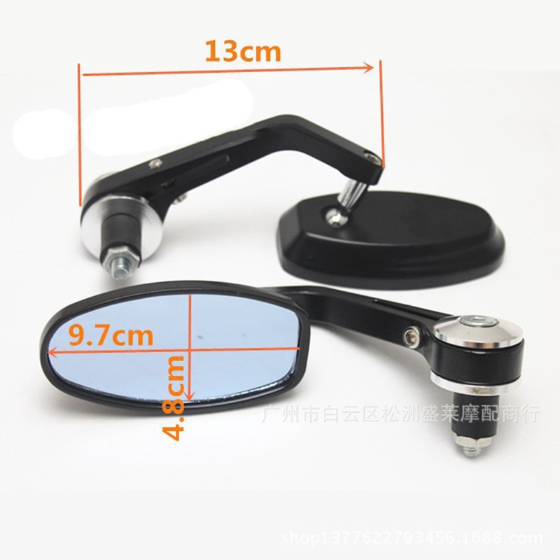 Rétroviseurs de guidon de moto noir 7/8 "rétroviseurs latéraux classiques ovales