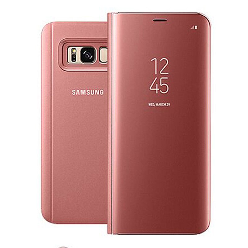 For SAMSUNG Original Mirro Cover Clear View Phone Case EF-ZG955 For Samsung Galaxy S8 G9500 S8+ S8 Plus SM-G955 Rouse Slim Flip: For Galaxy S8 Plus / Pink