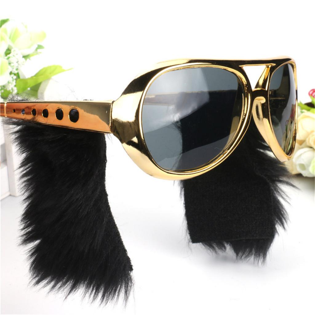 Lunettes de soleil dorées pour la barbe 70s, accessoires pour Costume Disco, fantaisie