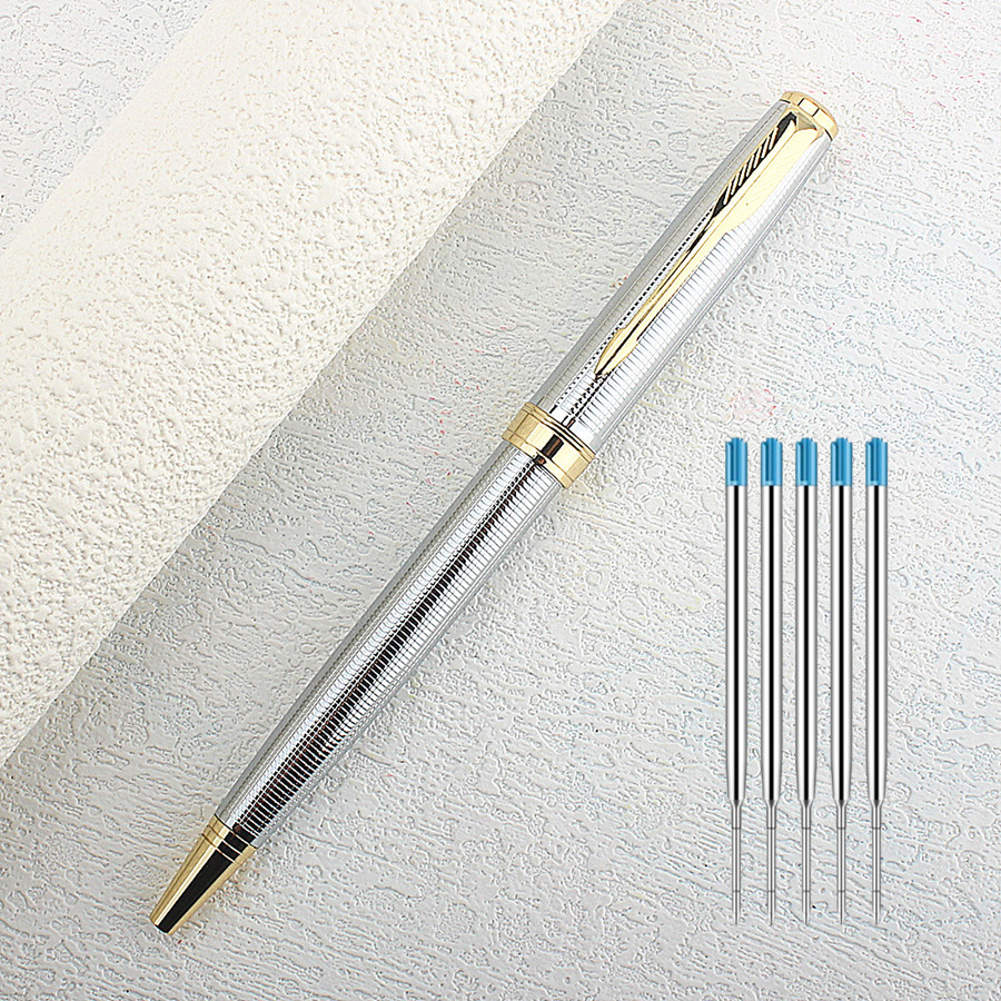 Metal Ballpoint Pen Rotation Style Commercial Pens for School Office Stationery Supplies Core Automatic Ball Pen