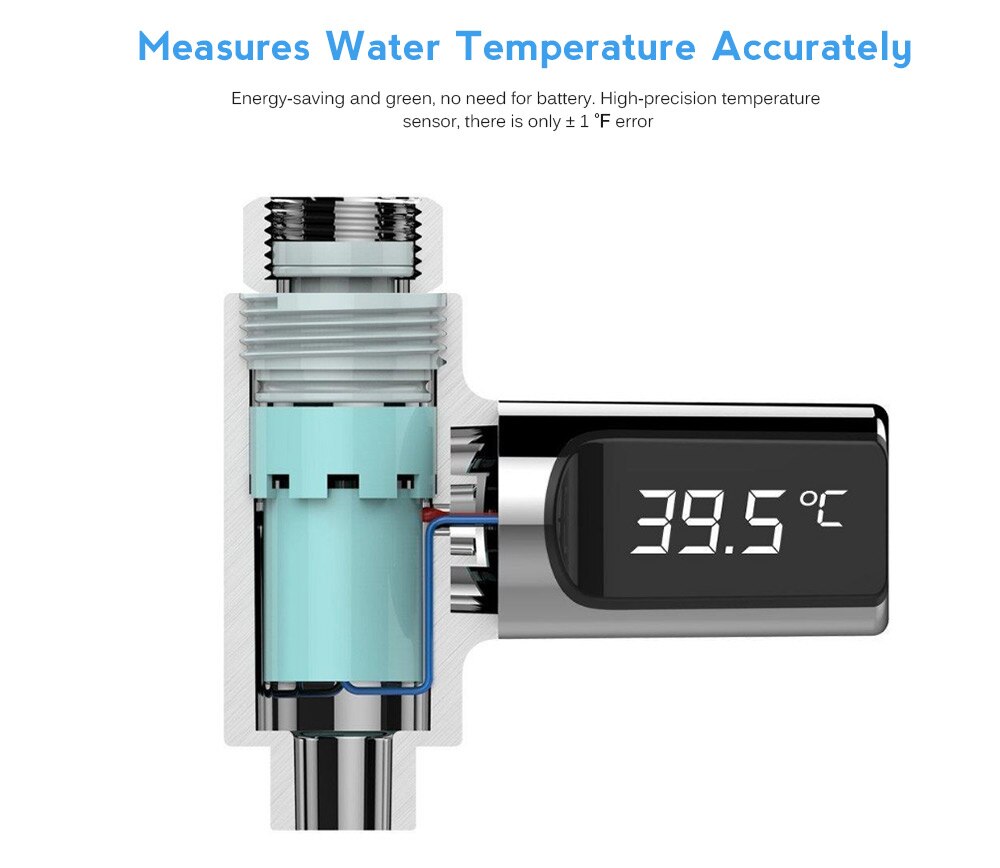 Led Display Water Shower Thermometer LED Display Home Water Shower Thermometer Flow Water Temperture Monitor ER753