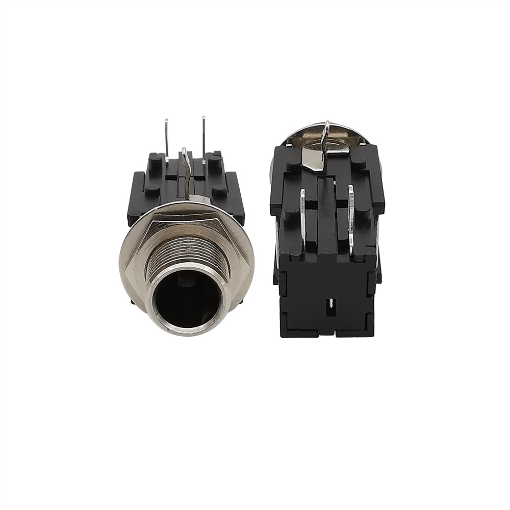 1/2/5 Stuks 1/4 "6.35mm Hoofdtelefoonaansluiting Mono Vrouwelijke Jack Draad Lock PCB Panel Mount Connector Microfoon Chassis Audio Adapter