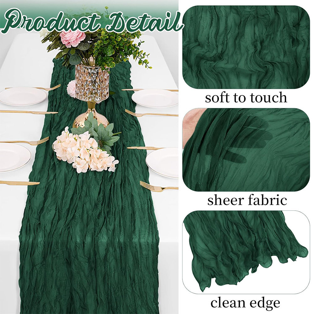 Julegrøn rød bordeaux ostedug bordløber boho rustik gaze terrakotta bordløber til bryllupsfest fødselsdagsdekoration: 32*210cm / Hvid