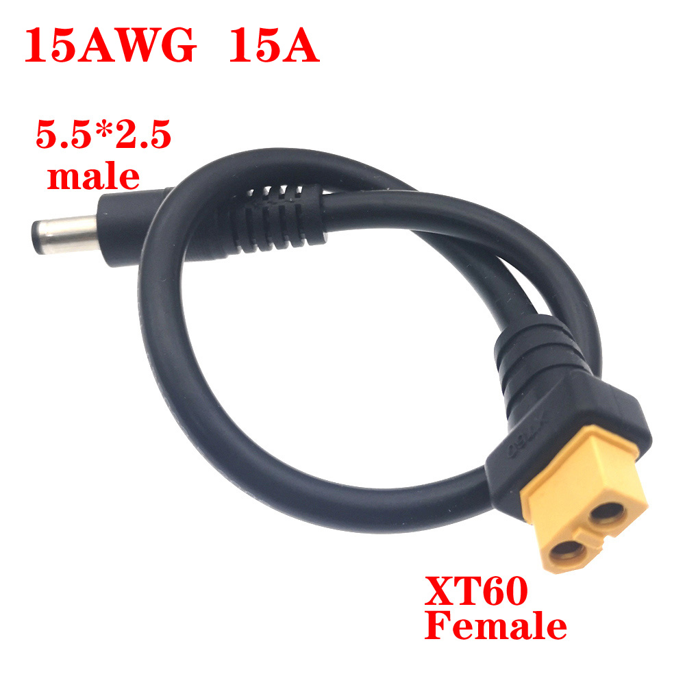 1 Uds 10A Ultra-suave XT60 conector macho hembra a DC 5525/DC5521 Cable de alimentación para reparación de campo multirotor Fly FPV aplicar: Castaño