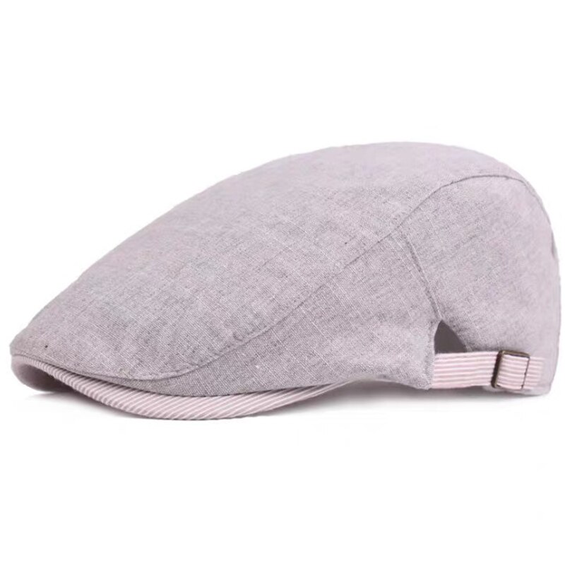 Gorras de algodón de nivel superior para hombre, Boina, gorra Gatsby, gorra plana de verano y otoño, sombreros de conductores para adultos jóvenes: light grey